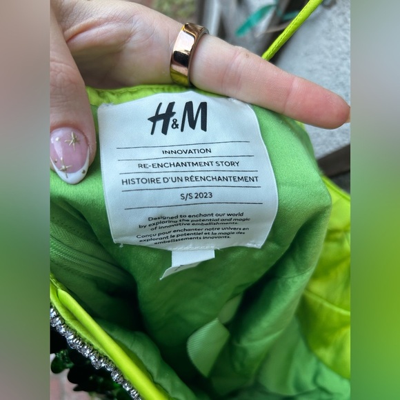 H&M Studio Green Sequined Embellished mini Dress Designer Re-enchantment - Picture 12 of 16